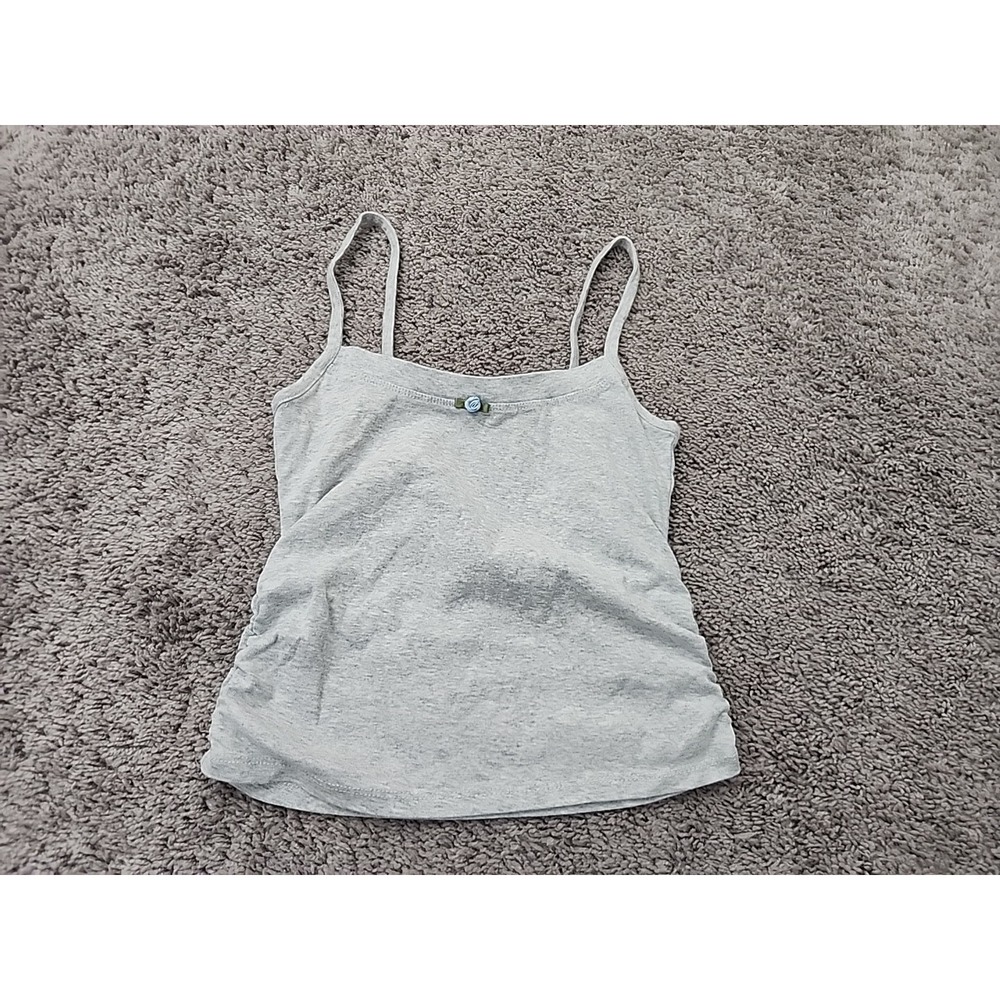 Cotton On Tank Top Womens S Gray Cami Ruched Rose Accent Basic Casual Y2k